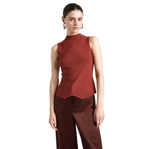 Cue Rosewood Diagonal Ribbed Knit Tank